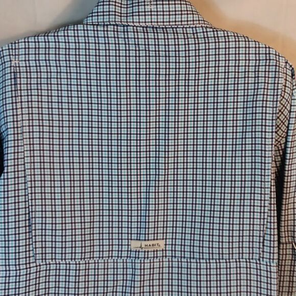 Habit Men's Solar Factor 40+ Outdoor / Fishing Blue Plaid Shirt - Picture 5 of 9